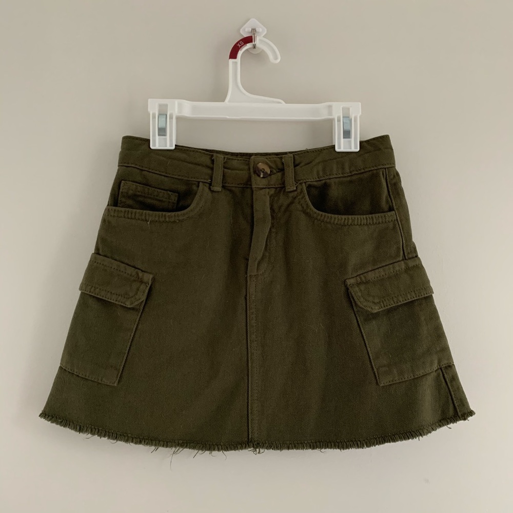 Zara green mini jean skirt